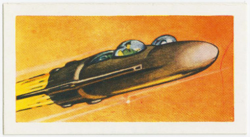 Arents Cigarette cards Into Space, including Laika, the Sputnik dog, 1957-58. USA. Via NYPL