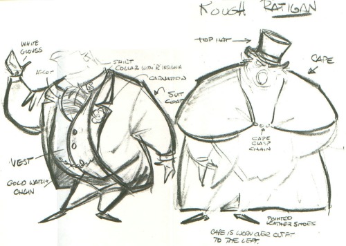 the-disney-elite:Glen Keane’s model sheets for Ratigan from Disney’s The Great Mouse Det