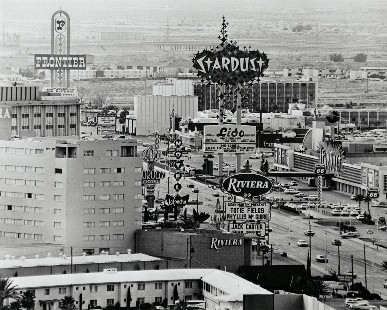 Vintage Las Vegas — The Strip. Las Vegas, c. December 1969. View from