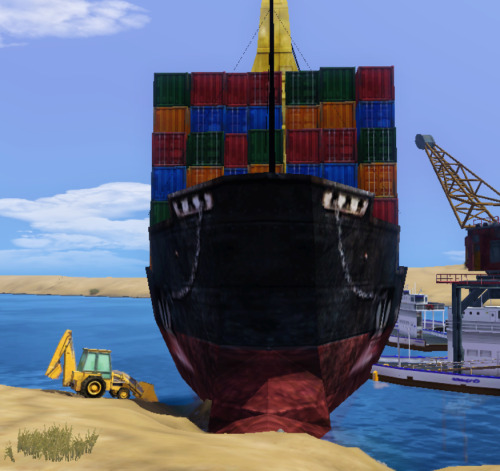 So… I’ve created the Suez Canal accident in CAW lol CC credits: @aroundthesims, @mons0on, Mor