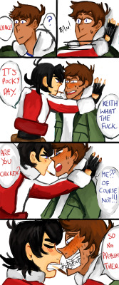 tochennie:  Keith: IT WAS JUST A GAME LANCE Lance: *SCREAMING* happy pocky day i’m sorry this is 2 days late…but at least i did something….high fives myself… 