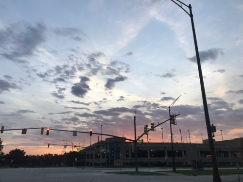 The sky was very pretty this morning (featuring the mall parking garage, the view from my work parki