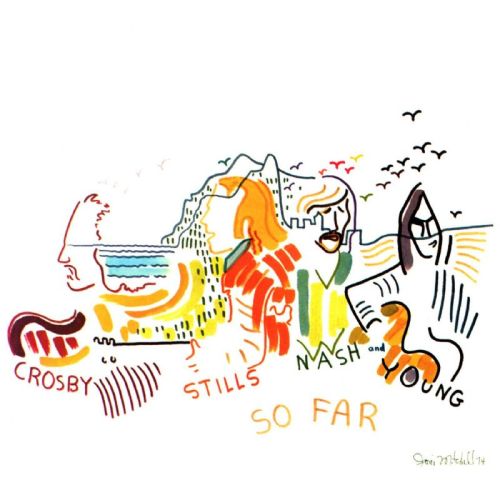 Joni Mitchell, cover artwork for Crosby Stills Nash Young, So far. Recorded 1969-70. Released 1974. 