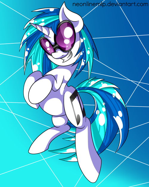 twilightsprinkle:  Vinyl The Scratch by NeonLineMLP  Dat grin…. >w<