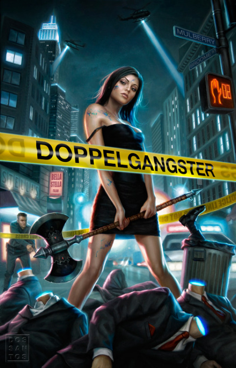 Cover for Doppelgangster, artby Dan Dos Santos