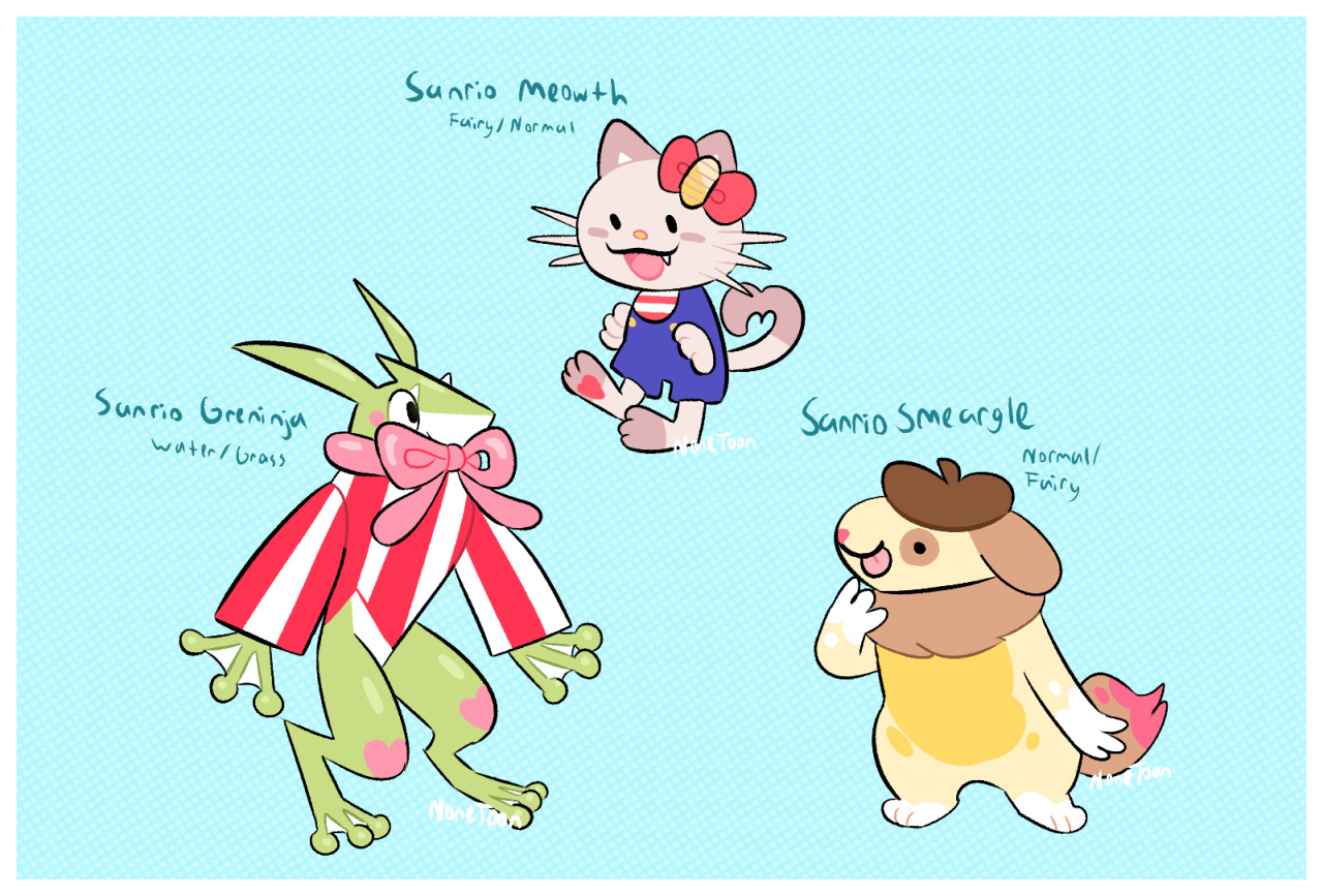 Some Pokemon crossover designs to bounce off of that “Hello Kitty obliterating every dragon type in a five mile radius” idea