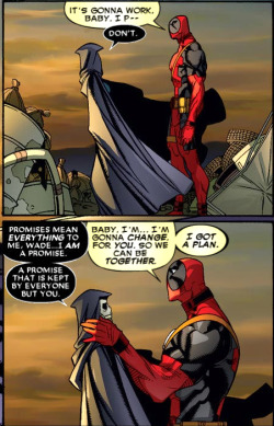 cuddlyxmedics:  sanjuanwolf:  I sometimes forget that Death is a female (who’s in love with deadpool) in the Marvel universe.  I will always reblog this. 