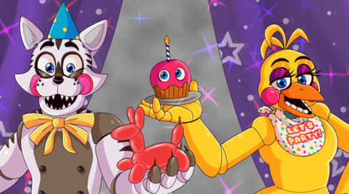 goldenteddie:commission for @officialballora of his oc Jamie and Toy Chica!! I hope this is okay and