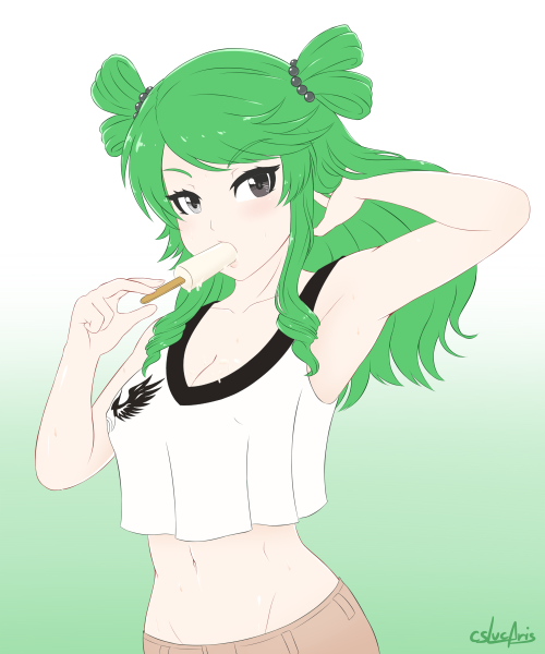  #202 - Commission: Jade Tengu  Half Body   Flat Color Commission for GabrielC’s RWBY OC.He liked my popsicle things… I really need to continue that. Gonna try to finish Emerald by this week.