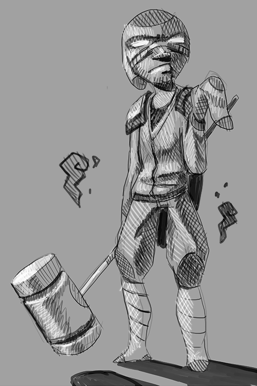 Loose sketch of what this sock vigilante might actually look like.