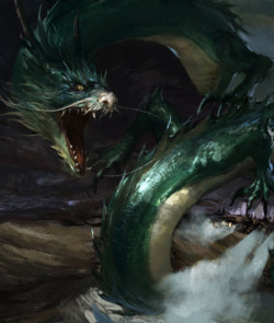 fantasyartwatch:  Sea Serpent by Jin Xiaodi