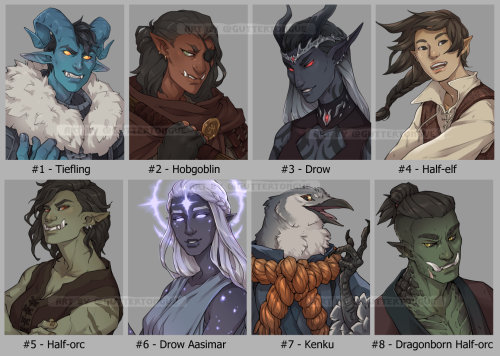 D&D adoptables! Portrait style so they can be used for a wider range of classes!$75USD each - bu