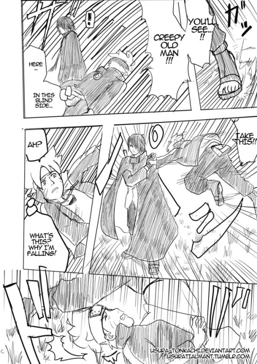 one . arm . senseiby usura-tonkachiOne Shot about Boruto!!I know Mitsuki is the other member of Boruto team…but I don’t care ¬¬ when I drew this I though it could be cool the third member named Suika (karin suigetsu XDD).  I did it thinking