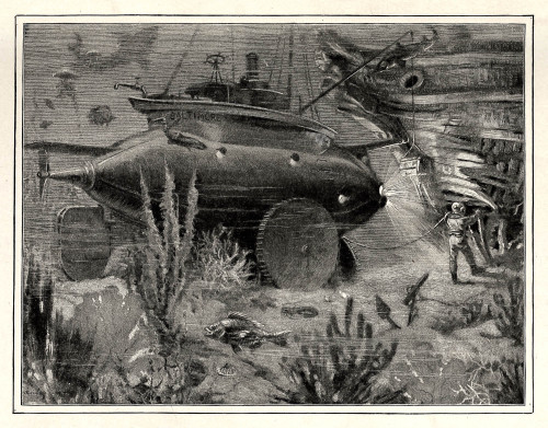 The submarine boat “Argonaut” on a wrecking expedition.
From The Boy’s Book of Inventions; Stories of the Wonders of Modern Science by Ray Stannard Baker, New York: 1899.
Source: Internet Archive.