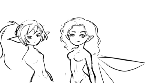 elamantemenguante:  arcticgiantess:  Some dumb concept sketches~~~~ A.G., the size manipulator and… Kyra the…. sprite/brownie/mouse fairy person thing. I would like her to be smol.  Super concept-y sketches, as I dont really know what to do with