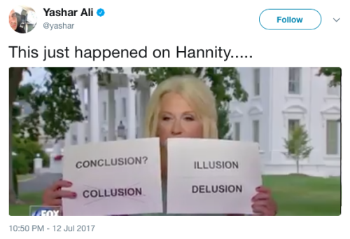 micdotcom:Kellyanne Conway held up signs on Sean Hannity’s show and Photoshop hilarity ensued