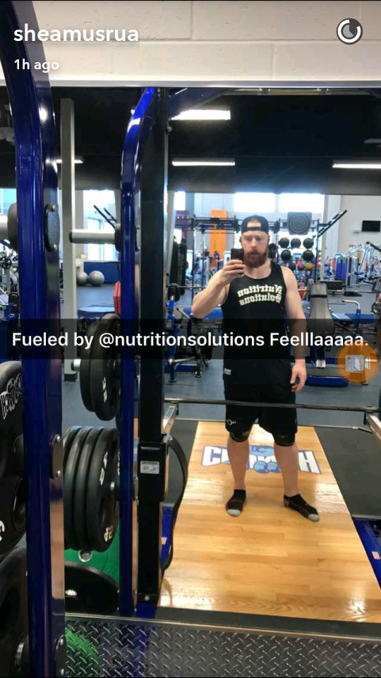 lovedeidrelove:New pics from Sheamus’ SnapChat of him working out. 12-31-2016
