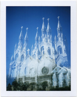 polaroidsf:  Seeing triple at Washington Square Park. 