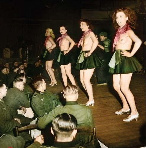 peterfromtexas:  Original German WW2 color photo of Wehrmacht Soldiers at a Nightclub