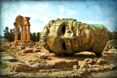 mirkokosmos: Archaeological site in Agrigento - Sicily/ Italy Greek Temple-Remains at the Temple of 