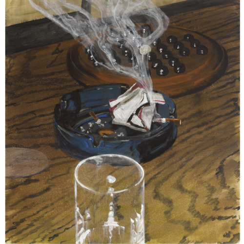 Glass Ashtray Game   -   Arjan van Helmond, 2006.Dutch,b.1971 -Acrylic and gouache on