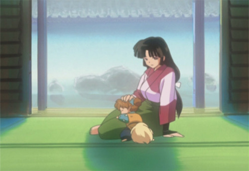 inuyasha-universe:jadedownthedrain:Shippo and The gang Everyone has such calm colours in the backgro