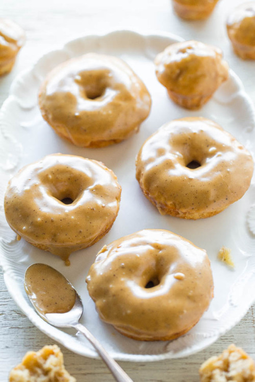 Banana bread donuts with browned butter caramel glaze