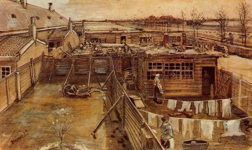 vincentvangogh-art:Carpenter`s Workshop Seen from the Artist`s StudioArtist: Vincent van GoghComplet