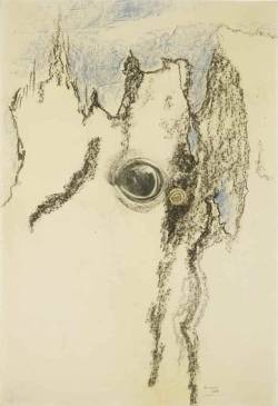 amare-habeo: Jindřich Štyrský (Czech, 1899 - 1942)  The omnipresent eye, 1936Charcoal, colored pencils and rubbing on paper, 50.5 x 35 cm 