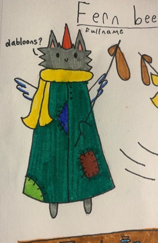 Decided To Finally Draw Out My Dabloonsona! Their Full Name Is Fern Bee Moth And Theyre A Scavenger.
