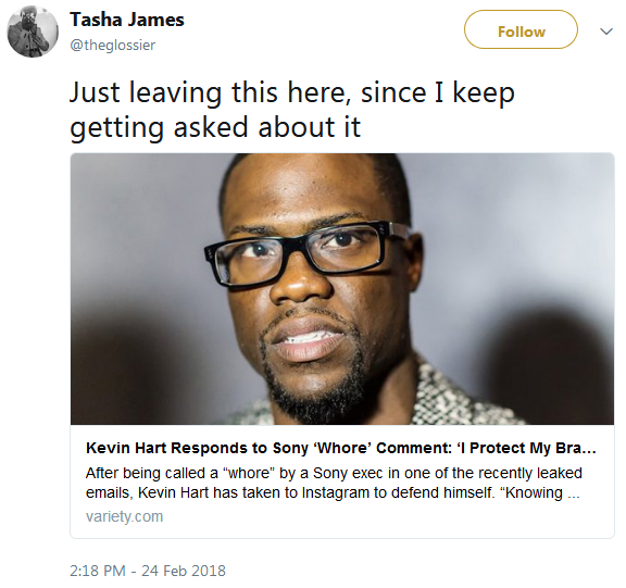 jeniphyer:  thatpettyblackgirl:   http://variety.com/2014/film/news/kevin-hart-responds-to-sony-whore-comments-i-protect-my-brand-1201377347/#respond