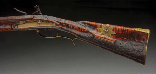 Moravian flintlock rifle crafted by Andrea Albrecht of Christian Springs, Pennsylvania, circa 1760.f
