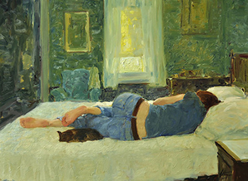 innerbohemienne: A Break in Their Day ~ artist David Hettinger; oil on linen, 18&quot; x 24&