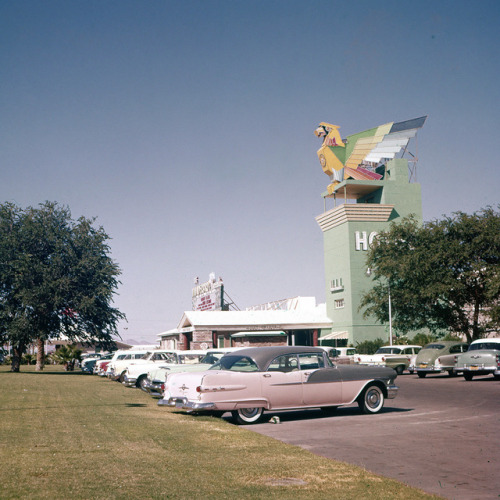 vintagelasvegas: Thunderbird, Las Vegas, 1957‘56 Pontiac Chieftain Catalina. Photo by Angelo M