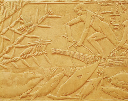 Fishing scene, from the Mastaba of Kagemni (limestone), reign of King Teti, Old Kingdom, 6th Dynasty