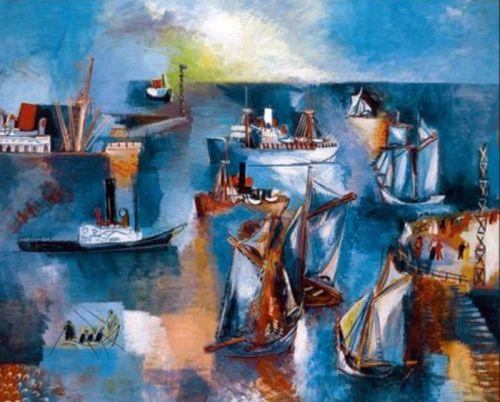 Jean Dufy (Le Havre 1888 - Boussay, Indre-et-Loire, 1964); Le bassin de la Manche au Havre, 1925; oil on canvas, 100 x 81 cm; private collection