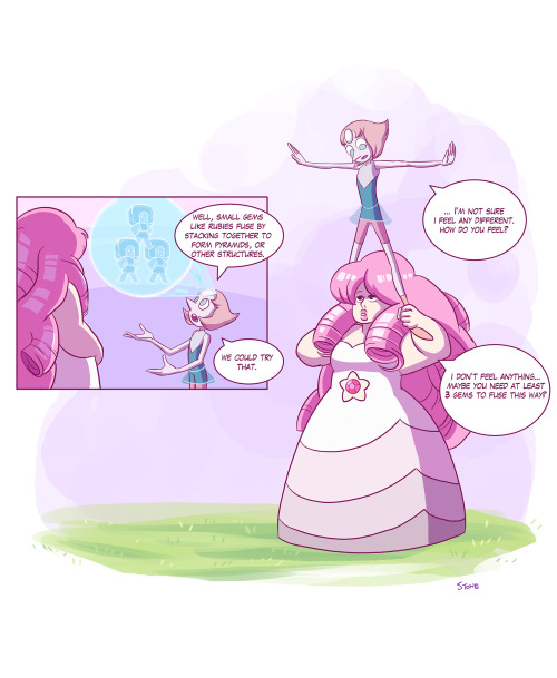 thesanityclause:  So!! I made a comic about Rose and Pearl forming Rainbow Quartz for the first time and it was really fun and the longest comic I’ve ever made, I hope you all enjoy it <3 