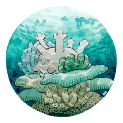 revilonilmah:  #222 Corsola is looking very much at home in the lively coral reef.     Consider supporting me on Patreon!   