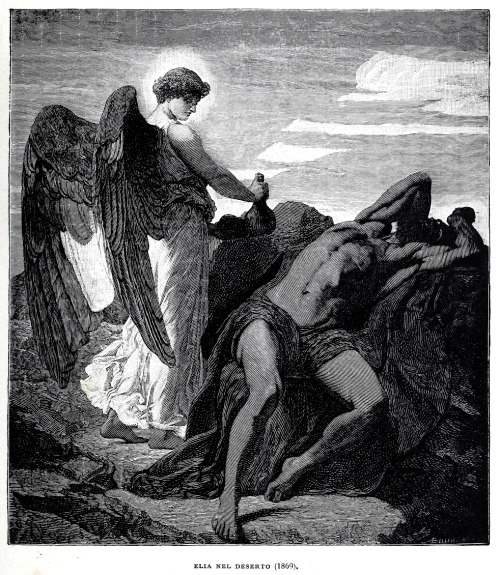 thefugitivesaint:Frederic Leighton (1830-1896), ‘Elia nel Deserto’ (‘Elijah in the Wilderness’), “Em
