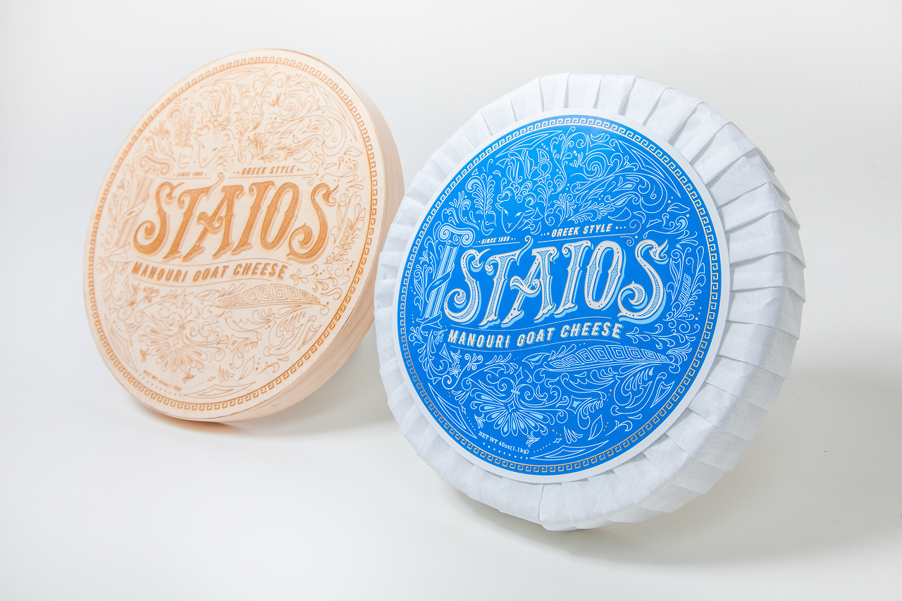 Typography & Packaging for Staios Cheese by Cece Li
“Staios Goat Cheese brand name comes from Greek god Aristaios. Staios was the rustic god of shepherds and cheese-making, beekeeping, honey and honey-mead, olive growing and oil milling, medicinal...