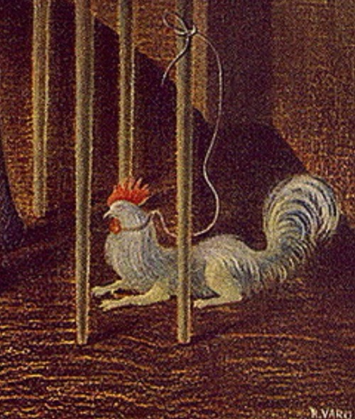 marxferatu:psikh-o:Vegeta Vampires by Remedios Varo, detailchicken on a string baby!