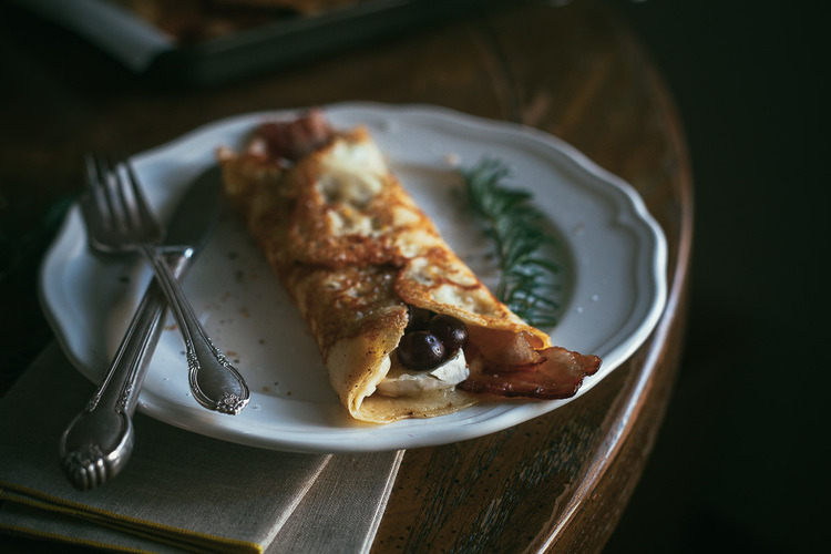 food52:  Sweet and salty goodness. Grape Crepes with Brie and Bacon via My Name is