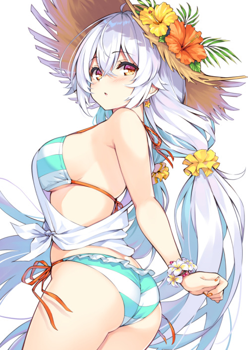 Striped Swimsuit (x-post from r/SilverHair) www.hentaizone.me