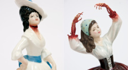 metalonmetalblog:  Jessica Harrison transforms kitsch ceramic ladies into spectacles of gore. 