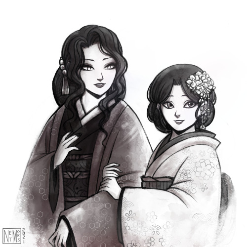  ✨Two beautiful ladies on a night walk✨I think that Muzan, hiding in his various incarnations among 