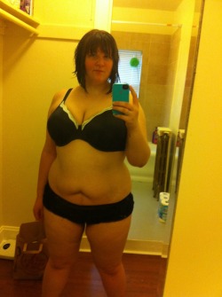 chubby-bunnies:  Gabby, 24, size 18.  Look at that belly. I love it more every day.
