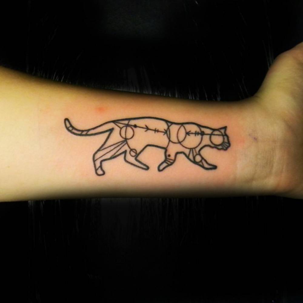 Pequeños Tatuajes — Pequeño tatuaje de un gato, con interior de estilo...