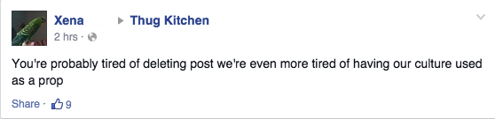 cocoamoon:  takingbackourculture:  Some comments on Thug Kitchen’s Facebook page