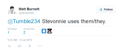 dickayoade:  babesimpsonnumberonefan:  beach-a-palooza:  Matt Burnett confirms that Stevonnie’s pronouns are they/them.(X)  :-)))))))  THIS SHOW OWNS MY ASSS!!!!!!!