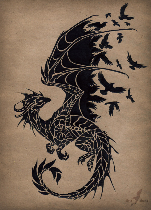 dragons-of-lore:  Black raven dragon by AlviaAlcedo